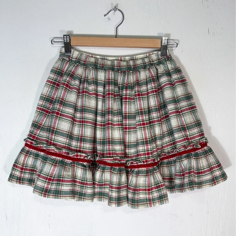 Tommy Bahama Sweater Skirt Set Girls 8 Red Plaid Floral Fair Isle Holiday 2pc